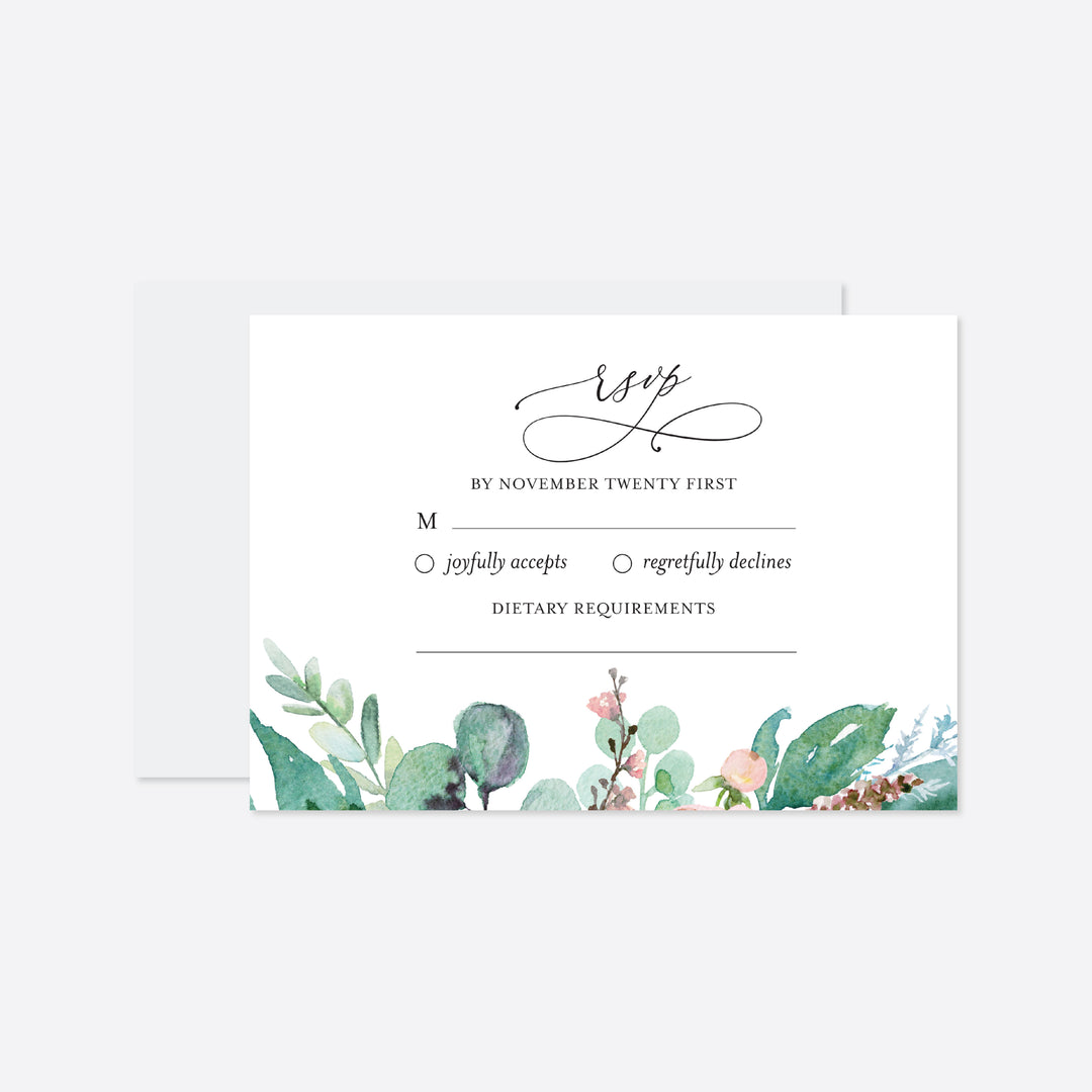 Blush Garden Wedding RSVP Card Printable