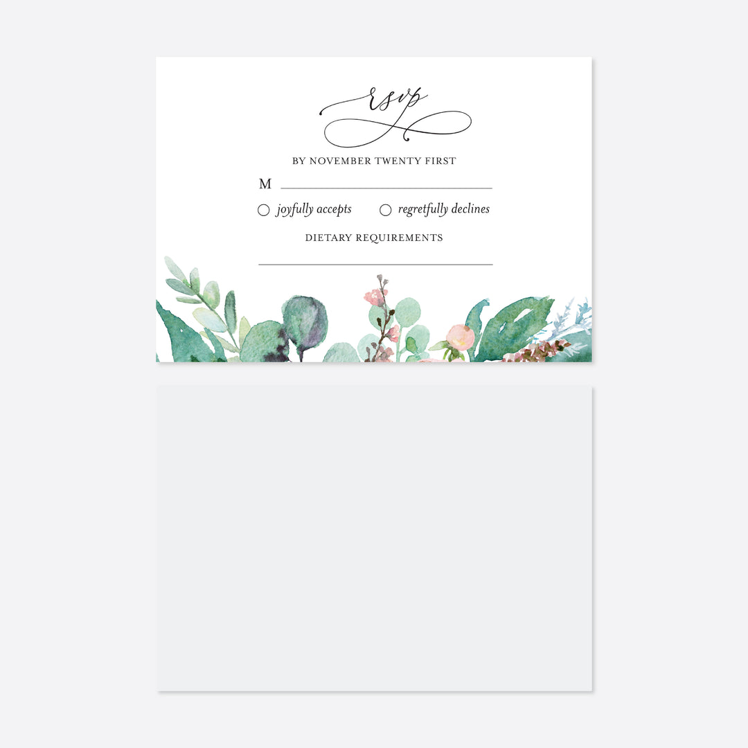 Blush Garden Wedding RSVP Card Printable