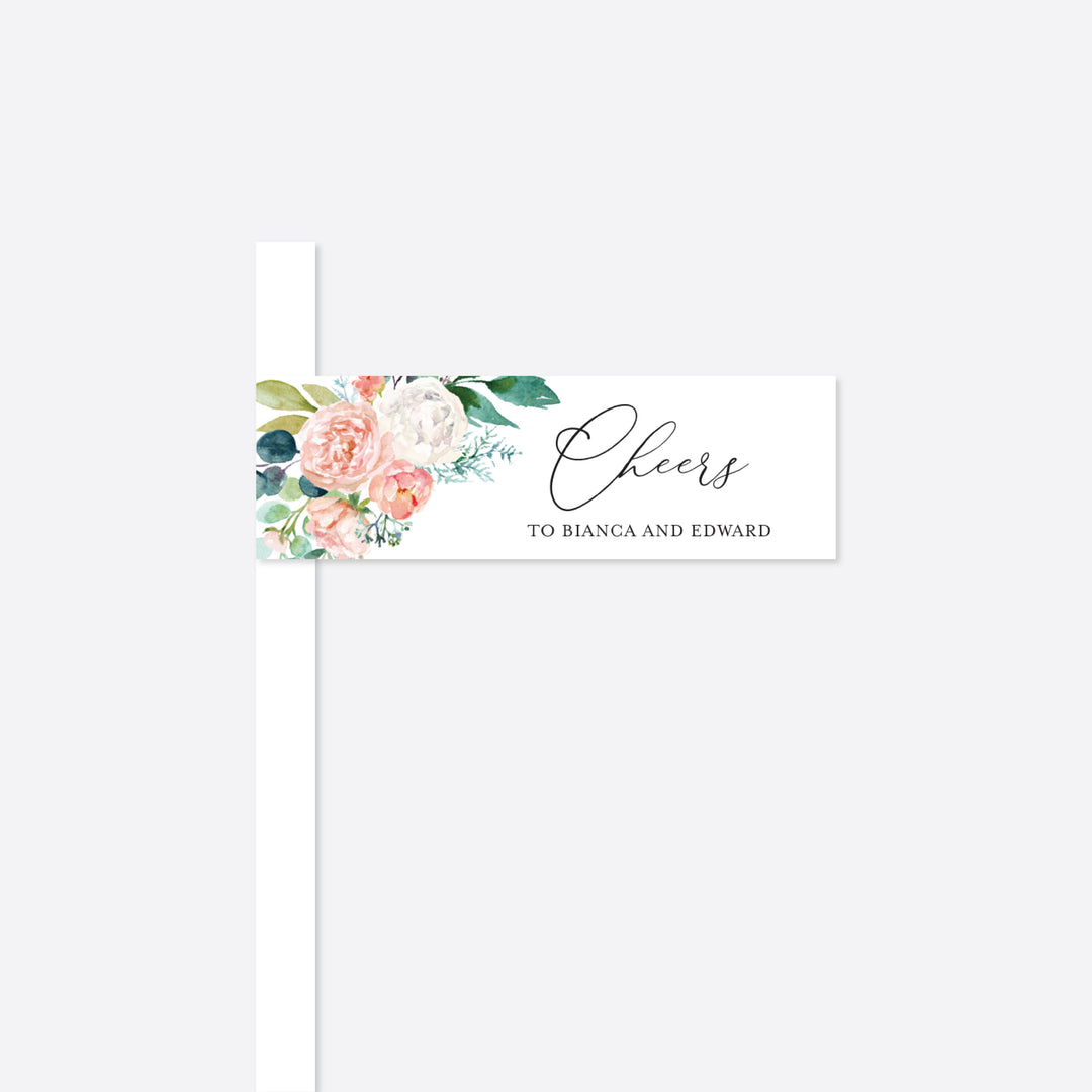 Blush Garden Wedding Straw Flag Printable
