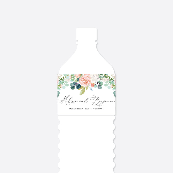 Blush Garden Wedding Water Bottle Label Printable
