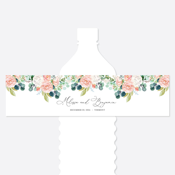 Blush Garden Wedding Water Bottle Label Printable